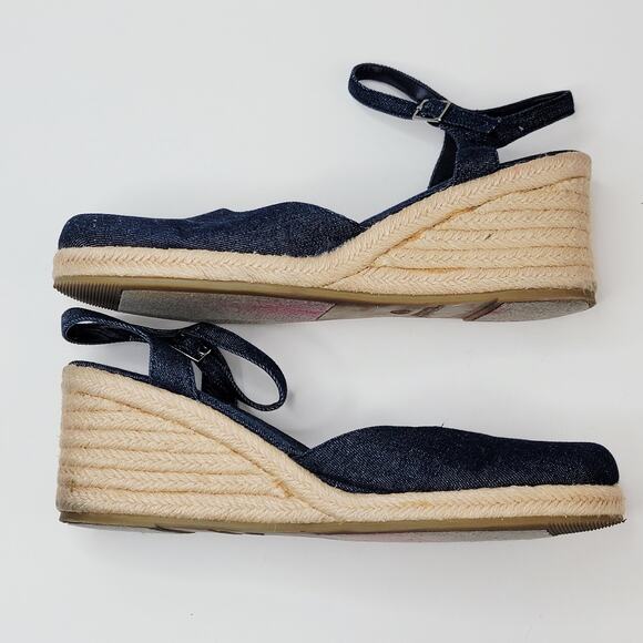 Chadwick 10M Denim Espadrille Wedge Close Toe Buckle Sandals Casual Shoes Summer - Picture 6 of 11